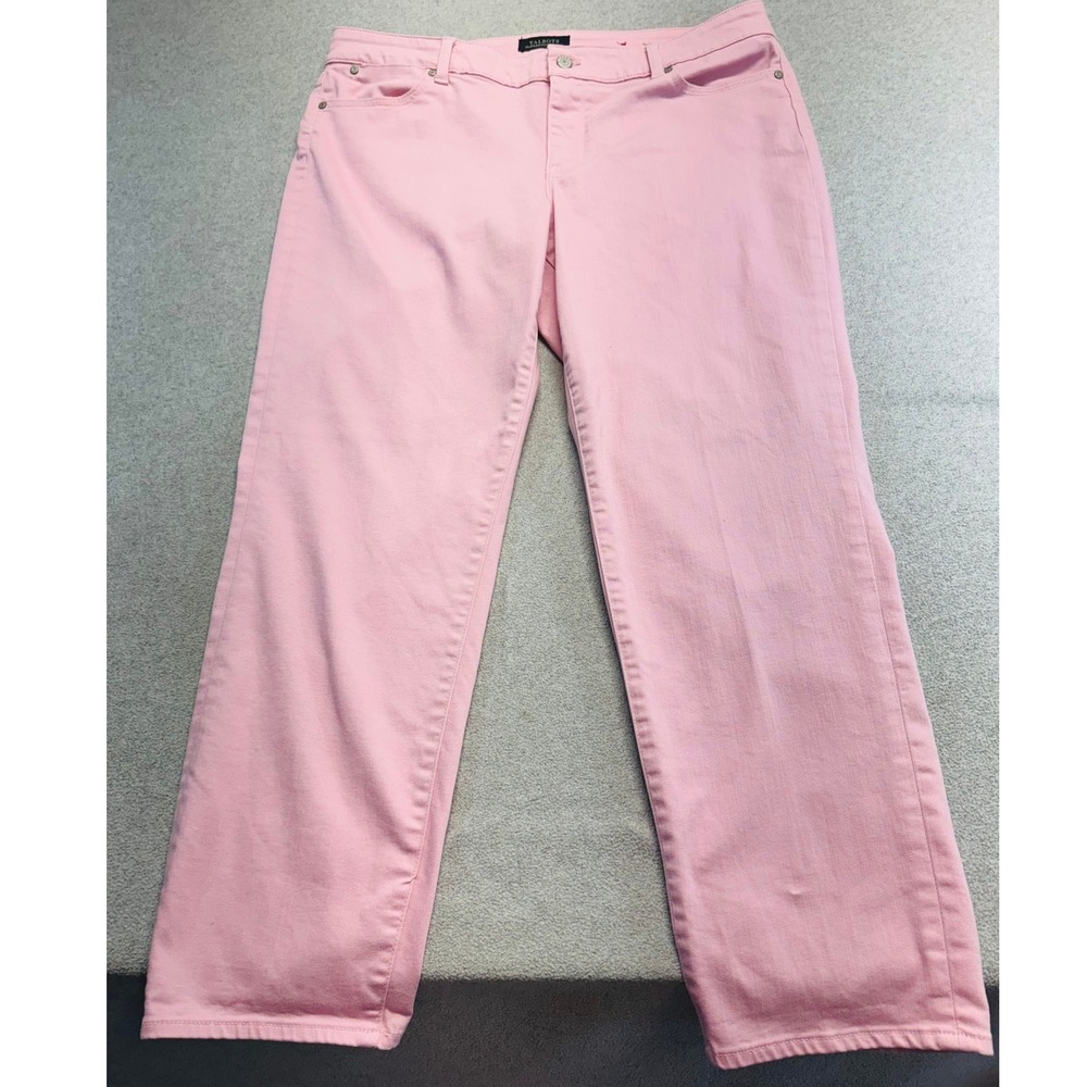 Talbots Flawless Five Pocket Jeans Womens 16 Pink Boyfriend Straight Leg Denim